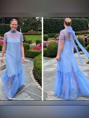 NWT STAUD Calluna Organza Maxi Dress in French Blue Sz XS